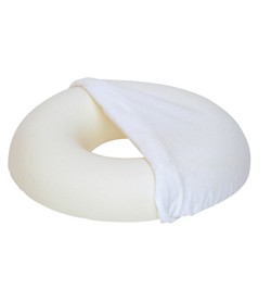 Image SISSEL SIT RING Rotondo - Cuscino per emorroidi, decubito e gravidanza con buco e federa in spugna inclusa colore bianca
