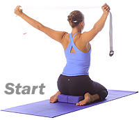 Image 1 - Yoga: Kniende, heroische Pose mit Stützkissen und Riemenband